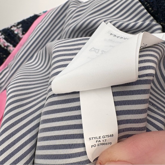 J. Crew Tweed Lady Jacket Blazer with Ties Cropped Navy Blue Pink 4 New with Tag - Picture 9 of 12